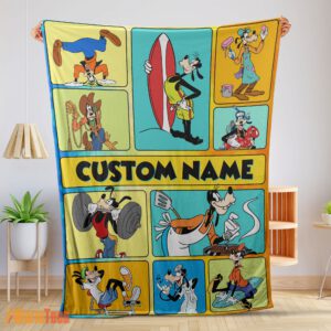 Happy Disney Cartoon Goofy With Friends Blanket Fleece Customized Blanket