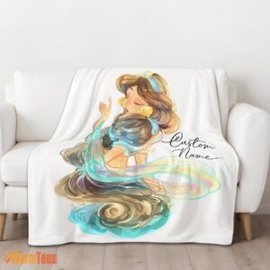 Alternative view of Happy Disney Cartoon Jasmine Princess Blanket Fleece Customized Blanket