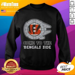 Alt Text: Happy Star Wars Come to the Cincinnati Bengals side sweatshirt featuring vibrant graphics and cozy design.
