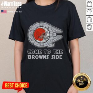 Happy Star Wars Come to the Cleveland Browns Side ladies tee featuring a fun design for fans of both franchises.