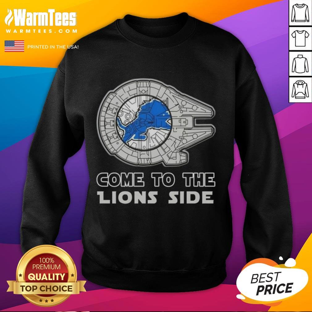Happy Star Wars Come to the Detroit Lions side sweatshirt featuring a vibrant design and comfortable fit for fans.