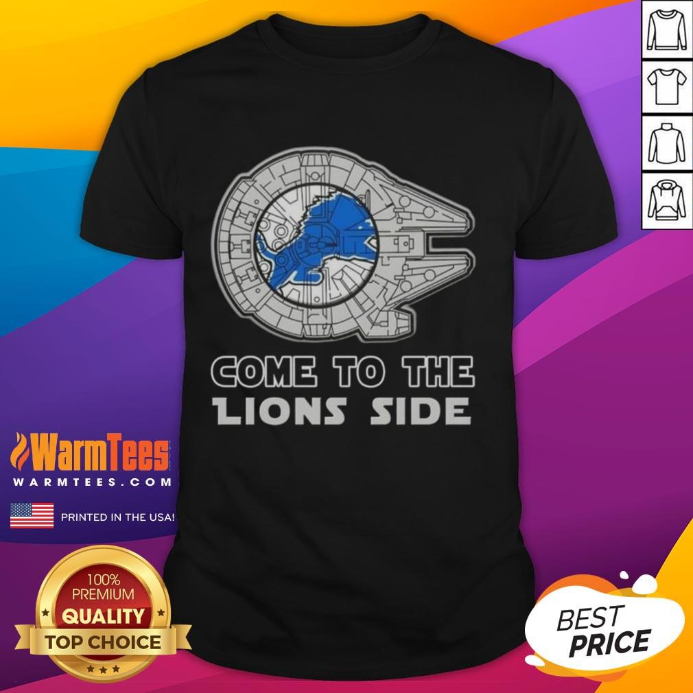 Happy Star Wars Come To The Detroit Lions Side T-Shirt featuring iconic characters and team spirit design.