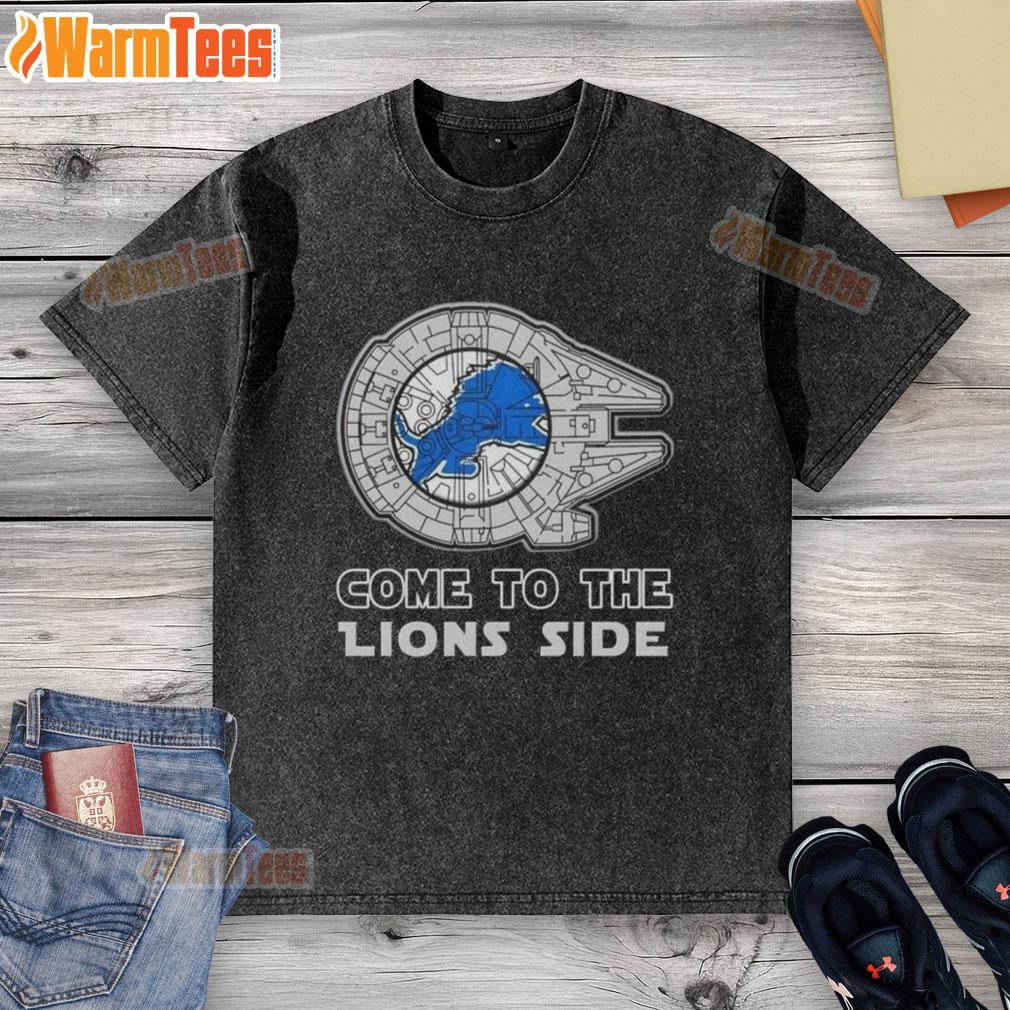 Happy Star Wars Come to the Detroit Lions Side washed t-shirt featuring vibrant graphics and a comfortable fit.