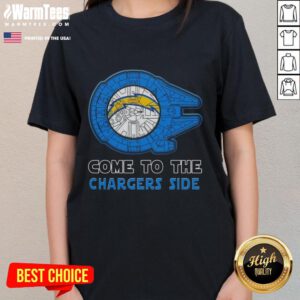 Happy Star Wars Come to the Los Angeles Chargers Side Ladies Tee featuring vibrant graphics and a comfortable fit.