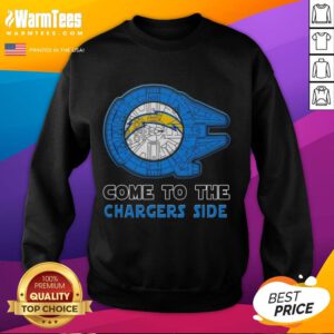 Happy Star Wars Come to the Los Angeles Chargers Side Sweatshirt featuring a vibrant design and team colors.