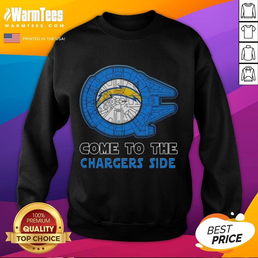 Happy Star Wars Come to the Los Angeles Chargers Side Sweatshirt featuring a vibrant design and team colors.