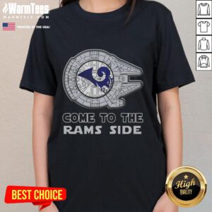 Happy Star Wars tee for Los Angeles Rams fans, featuring vibrant graphics and a fun design for ladies.