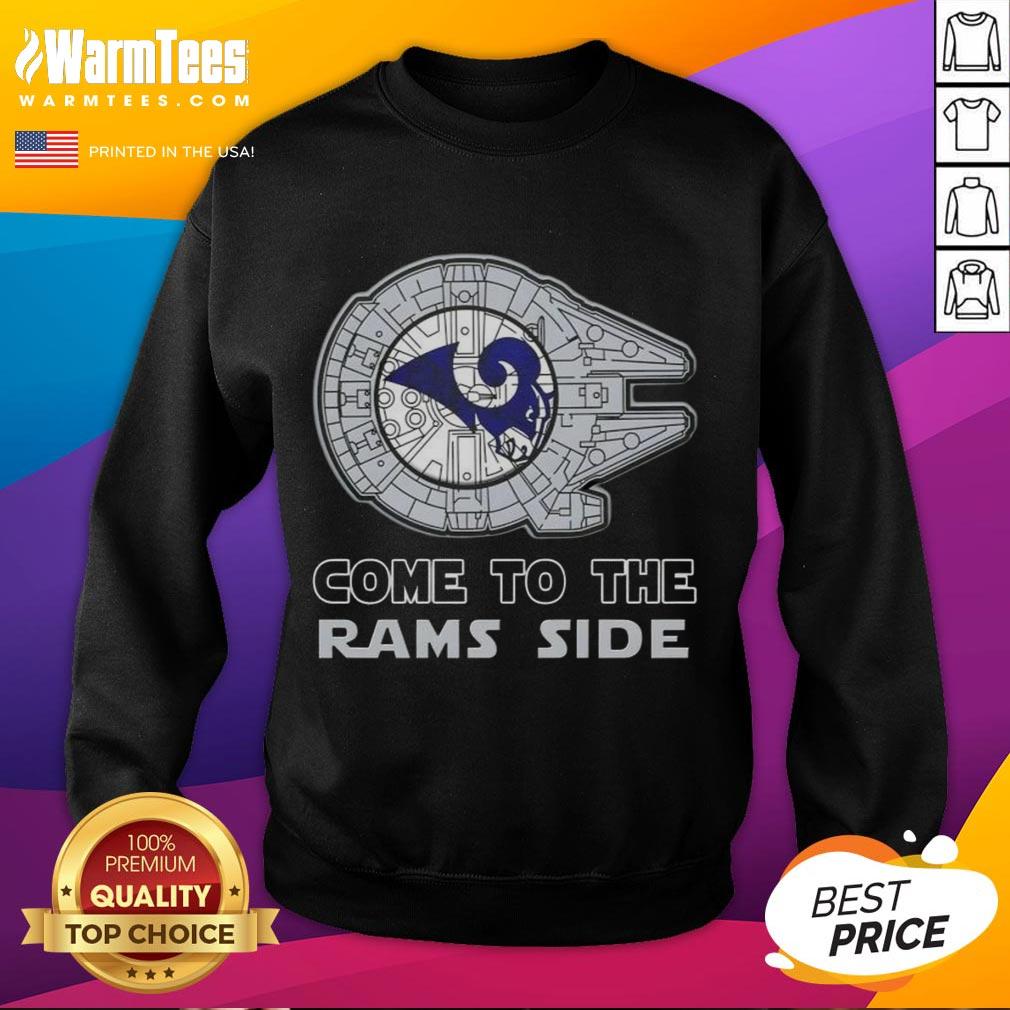 Happy Star Wars Come to the Los Angeles Rams side sweatshirt featuring a unique design for fans and collectors.