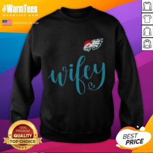 Happy Wifey Philadelphia Eagles Santa Hat sweatshirt for a festive Merry Christmas celebration.