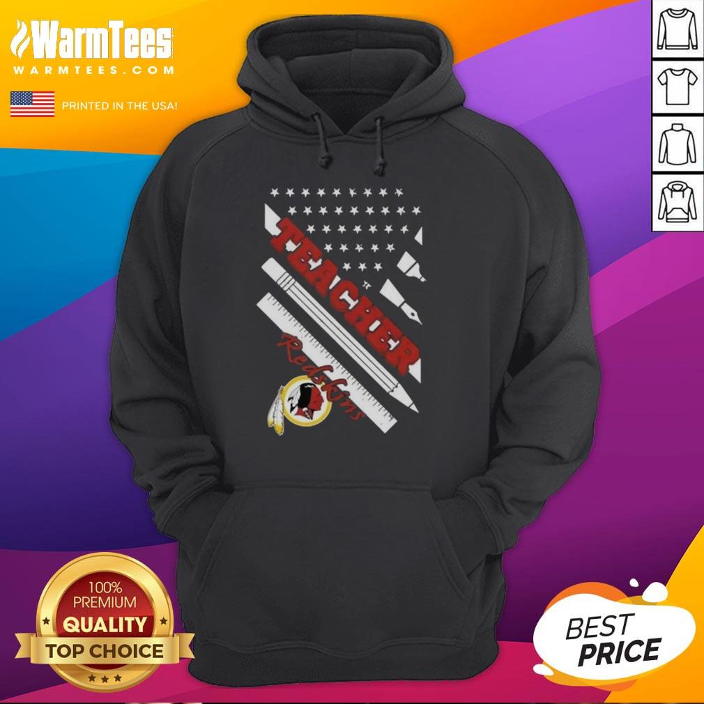 Hot Washington Redskins football hoodie featuring an American flag design, perfect for fans and teachers alike.