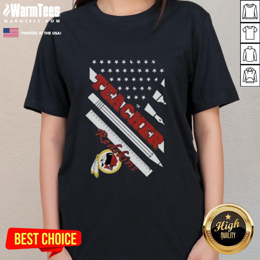 Hot Washington Redskins Football X Teacher American Flag Ladies Tee showcasing team spirit and style for female fans.