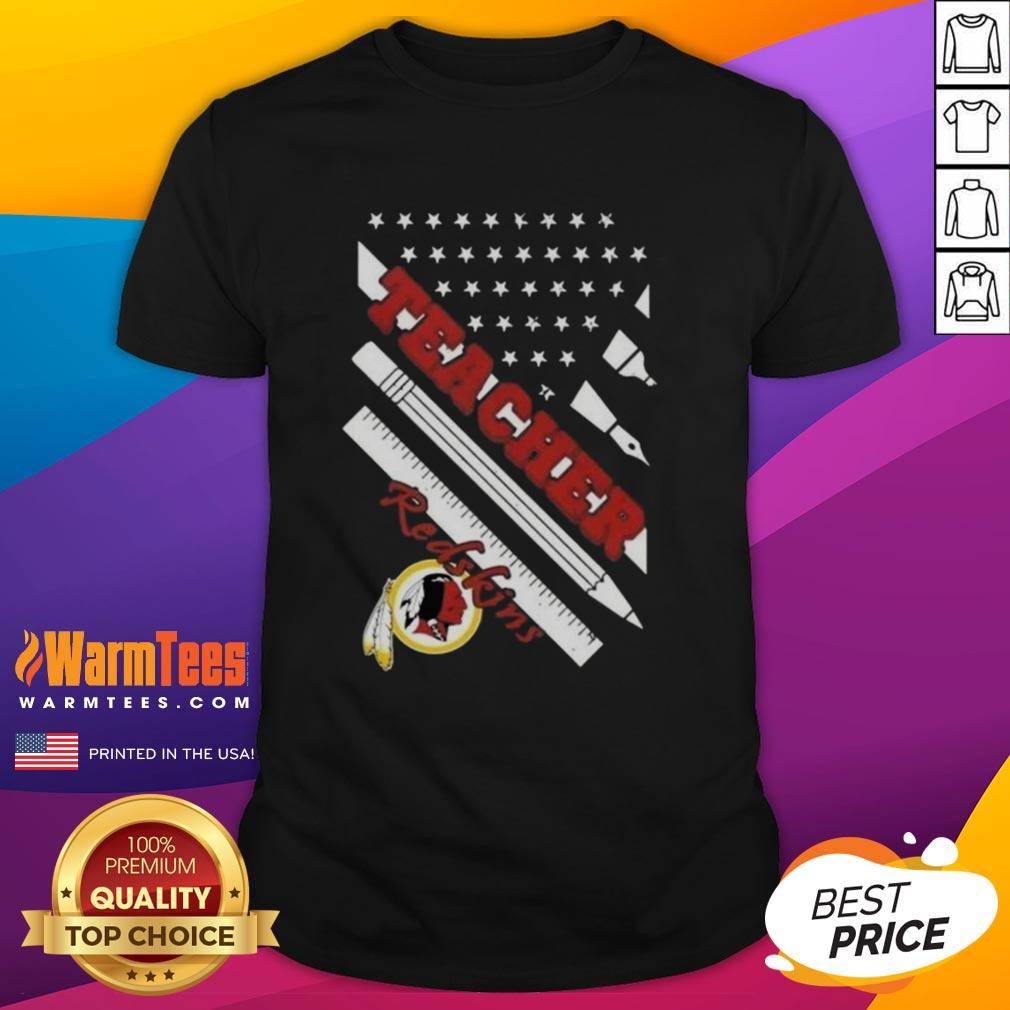 Hot Washington Redskins Football X Teacher American Flag T-Shirt featuring bold graphics and a patriotic design.