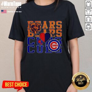 Nice Chicago Bears NFL and Chicago Cubs MLB sport lover ladies tee, showcasing team logos and vibrant colors for fans.