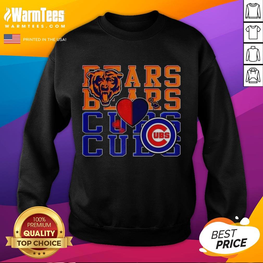 Cozy sweatshirt featuring Chicago Bears NFL and Chicago Cubs MLB designs for sports lovers.