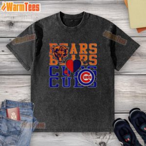 Nice Chicago Bears NFL and Chicago Cubs MLB sport lover washed t-shirt in vibrant colors, perfect for fans.