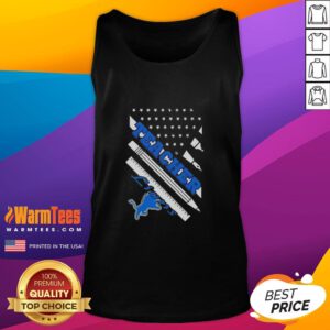 Stylish Detroit Lions football tank top with American flag design, perfect for teachers and fans alike.