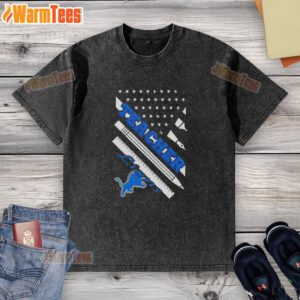 Nice Detroit Lions Football X Teacher American Flag Washed T-Shirt, featuring a stylish design for fans and teachers.