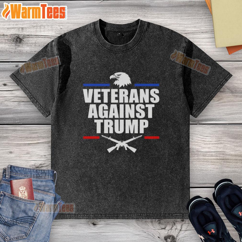 Alt Text: Veterans Against Trump washed t-shirt featuring a nice eagle design, promoting political activism and patriotism.