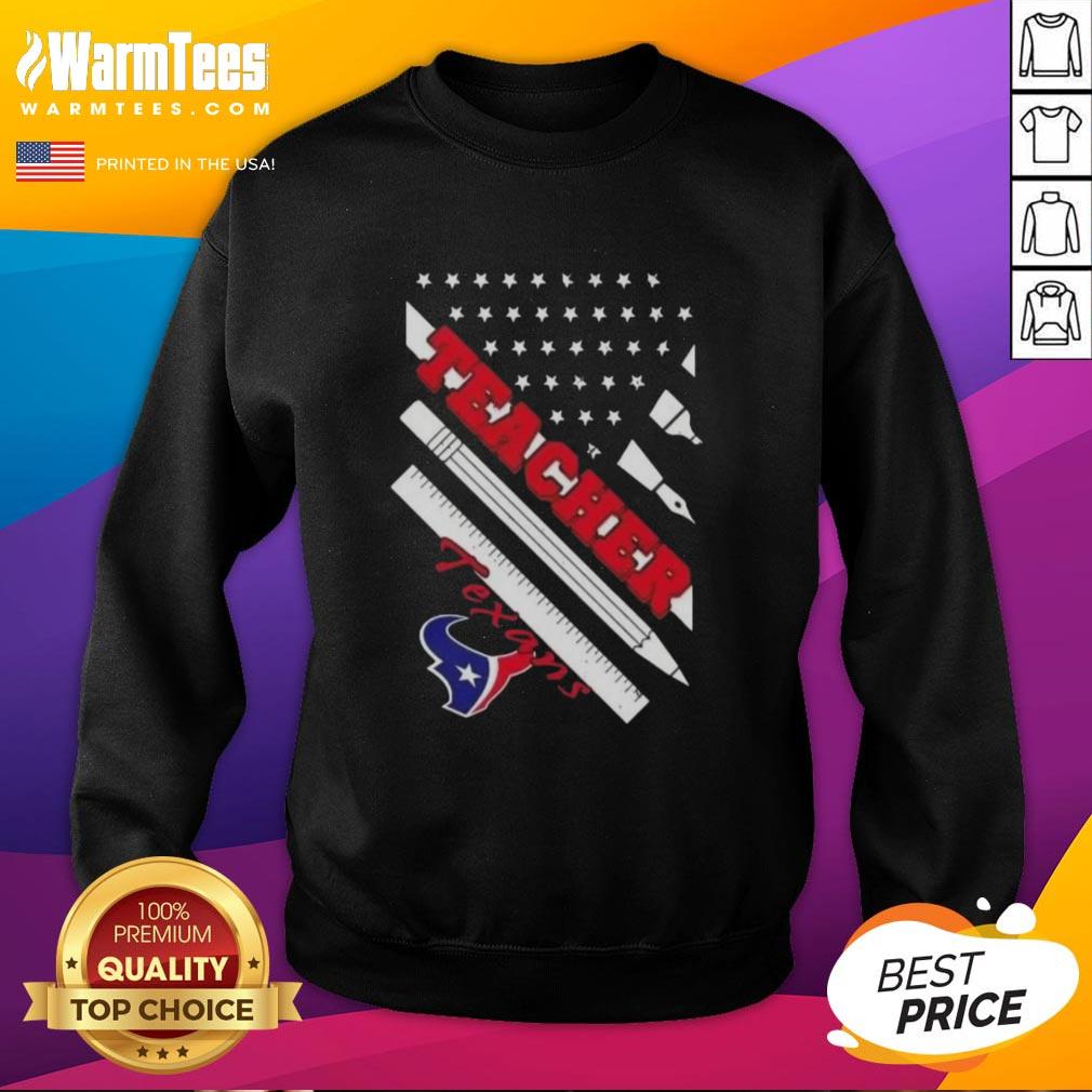 Nice Houston Texans football sweatshirt for teachers featuring American flag design, perfect for game day.