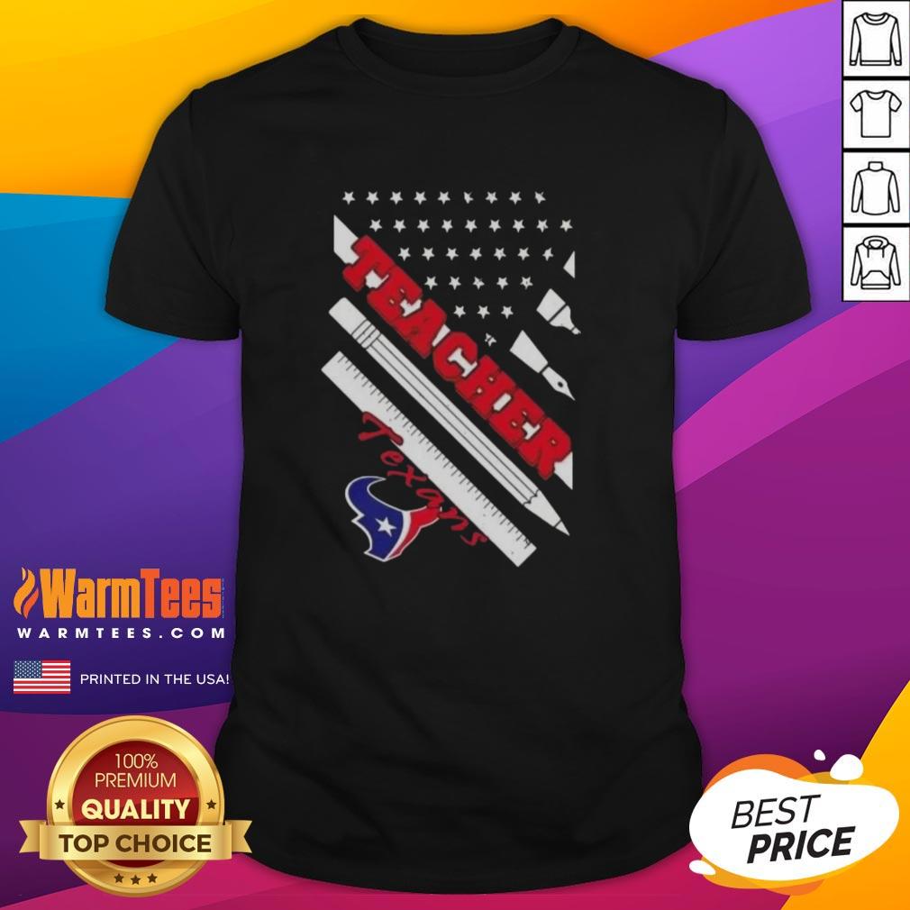 Nice Houston Texans Football X Teacher American Flag T-Shirt featuring a patriotic design for fans and educators.