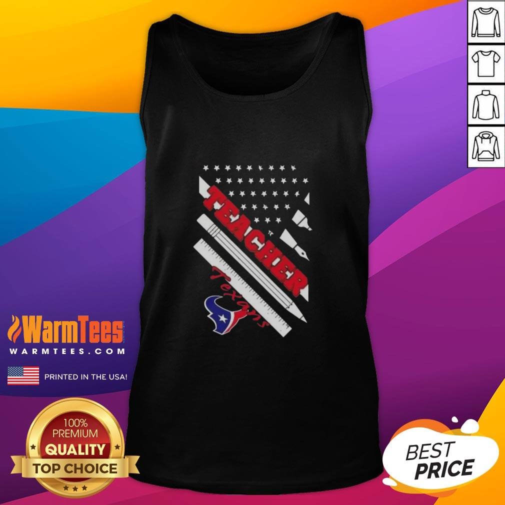 Nice Houston Texans football tank top for teachers featuring an American flag design, perfect for game day or casual wear.