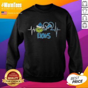 Nice The Grinch Heartbeat X Detroit Lions sweatshirt for football lovers, featuring festive design and team spirit.