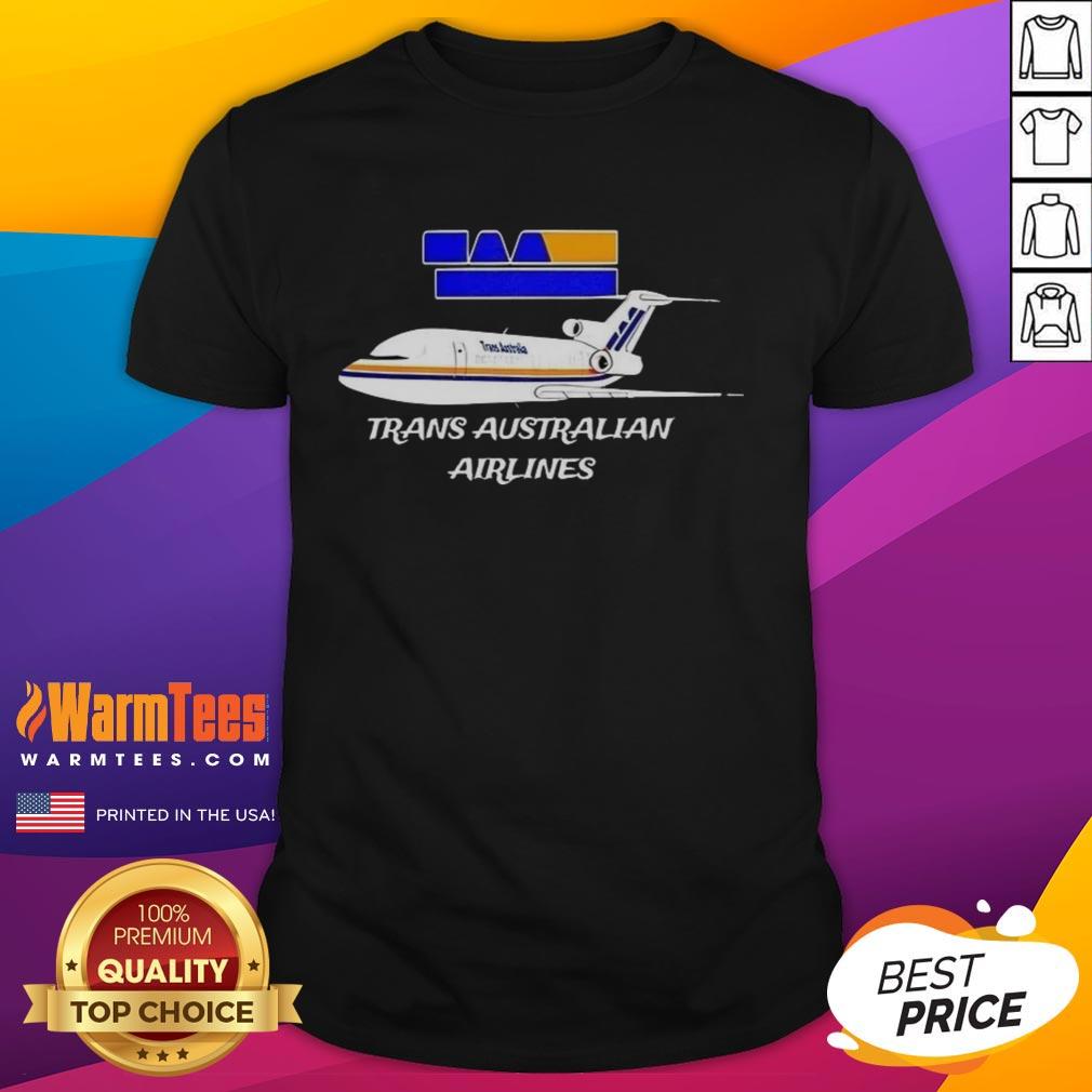 Stylish Nice Trans Australian Airlines logo and plane graphic on a comfortable T-shirt for aviation enthusiasts.