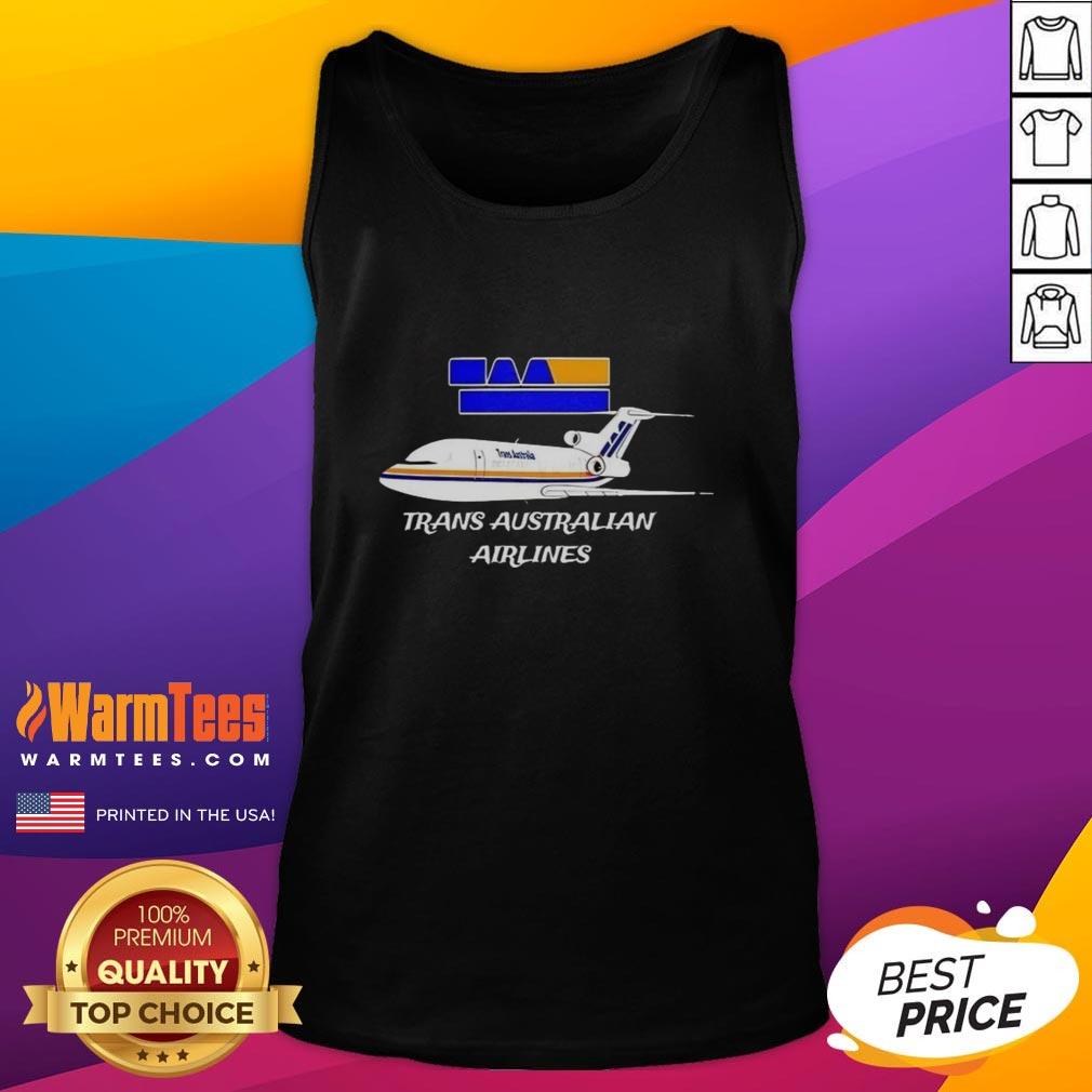 Alt Text: Stylish tank top featuring the Nice Trans Australian Airlines logo and plane design, perfect for aviation enthusiasts.