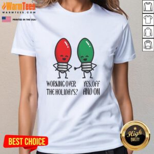 Funny Christmas joke ladies tee for holiday work attire, perfect gift for women celebrating the festive season.