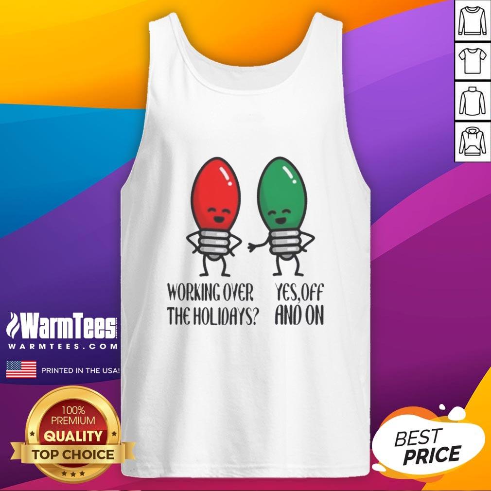 Funny Christmas joke tank top for holiday work, featuring festive graphics and a humorous design for seasonal cheer.