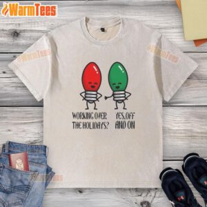 Funny Christmas joke washed t-shirt perfect for holiday work attire, featuring a festive design and comfortable fit.