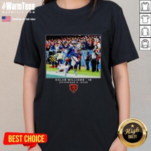 Premium Caleb Williams Chicago Bears NFL Flash Features Week 10 Ladies Tee, stylish and comfortable for fans.
