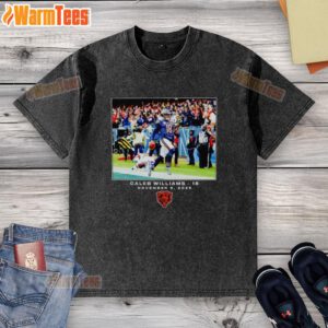 Alt Text: Premium Caleb Williams Chicago Bears NFL Week 10 washed t-shirt featuring team colors and logo for fans.