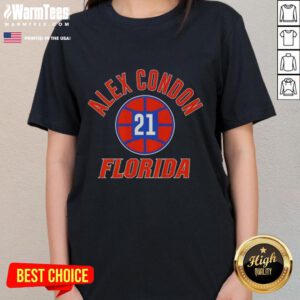 Premium Florida Gators basketball tee featuring Alex Condon's name and number 21, perfect for ladies' sportswear.