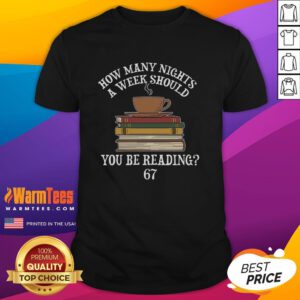Premium 'How Many Nights a Week You Should Be Reading' meme T-Shirt featuring humorous reading advice design.