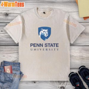 Premium Penn State University Nittany Lions washed t-shirt in blue, featuring the iconic logo and comfortable fit.