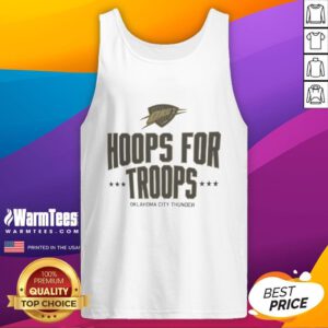 Pretty Hoops for Troops Oklahoma City Thunder basketball tank top featuring vibrant team colors and stylish design.