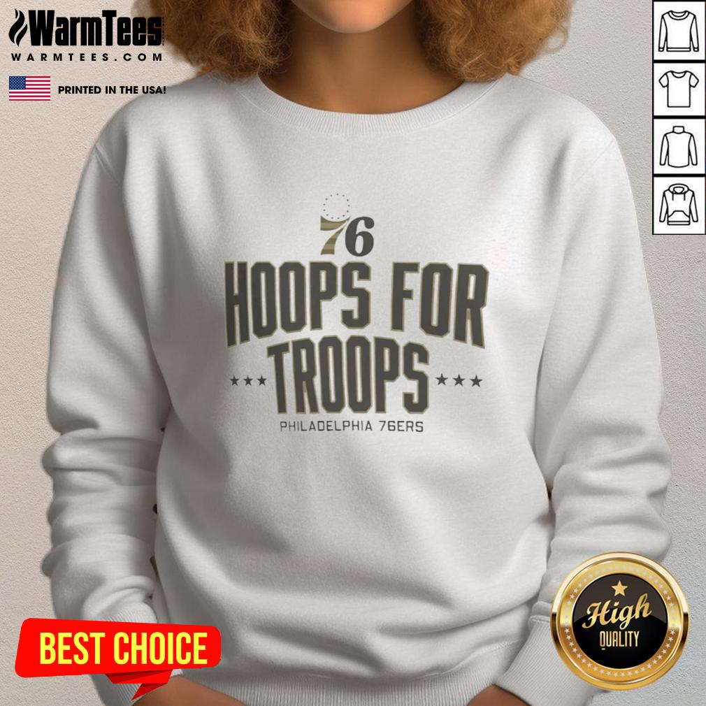 Pretty Hoops For Troops Philadelphia 76ers basketball sweatshirt featuring team colors and stylish design.