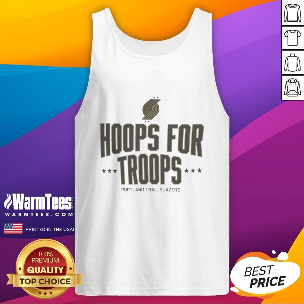Pretty Hoops for Troops Portland Trail Blazers basketball tank top featuring team colors and logo, perfect for fans.