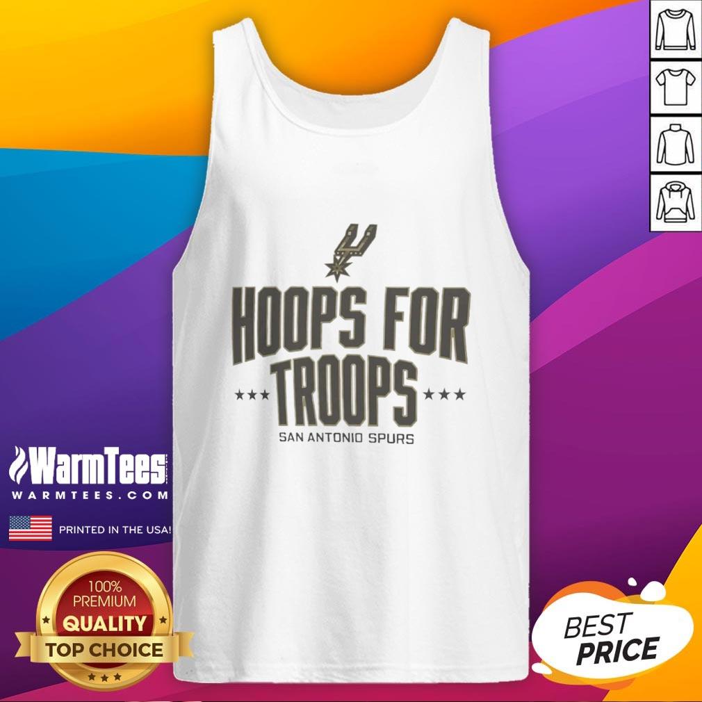 Pretty Hoops for Troops San Antonio Spurs basketball tank top featuring vibrant team colors and stylish design.