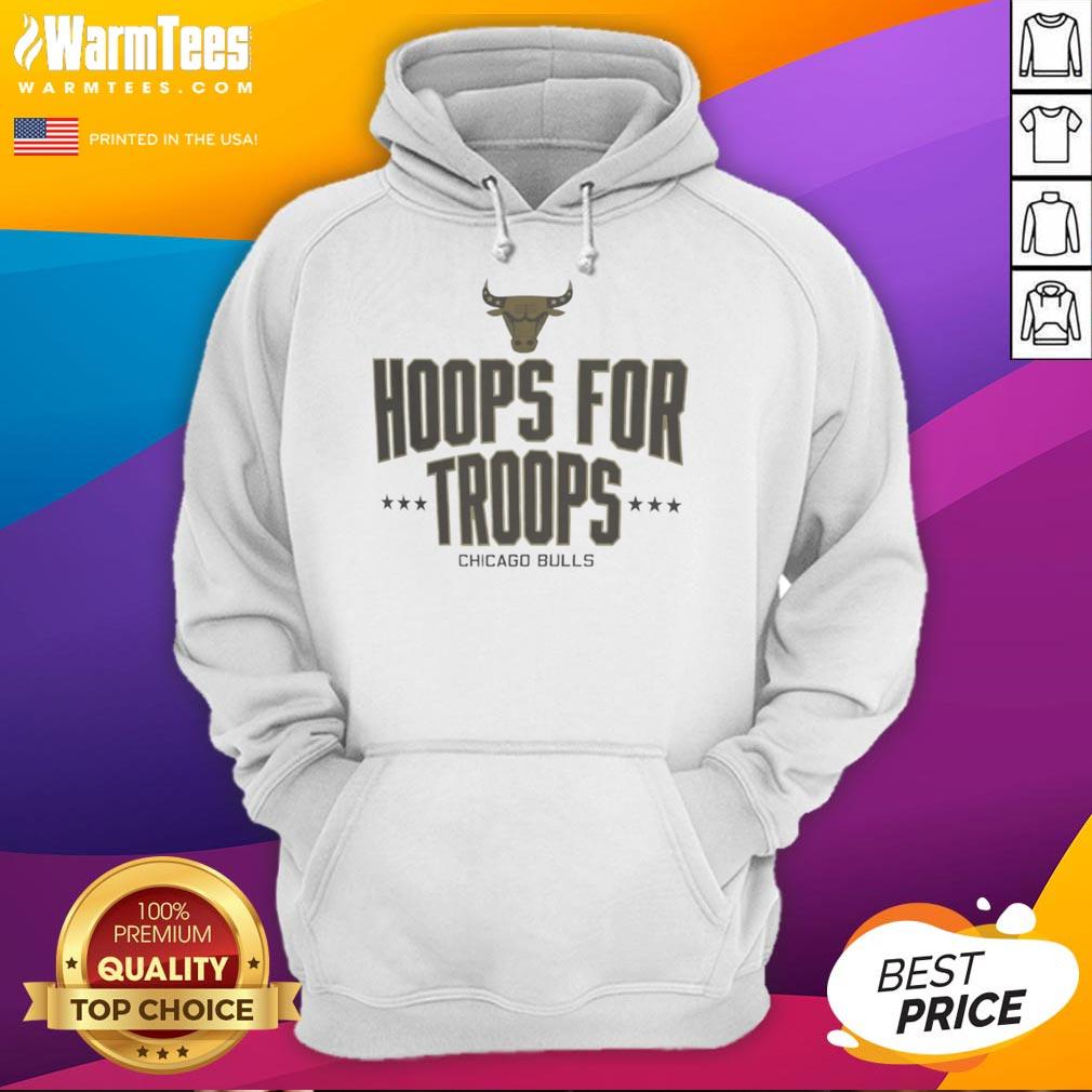 Top Hoops For Troops Chicago Bulls basketball hoodie featuring vibrant team colors and logo, perfect for fans and supporters.
