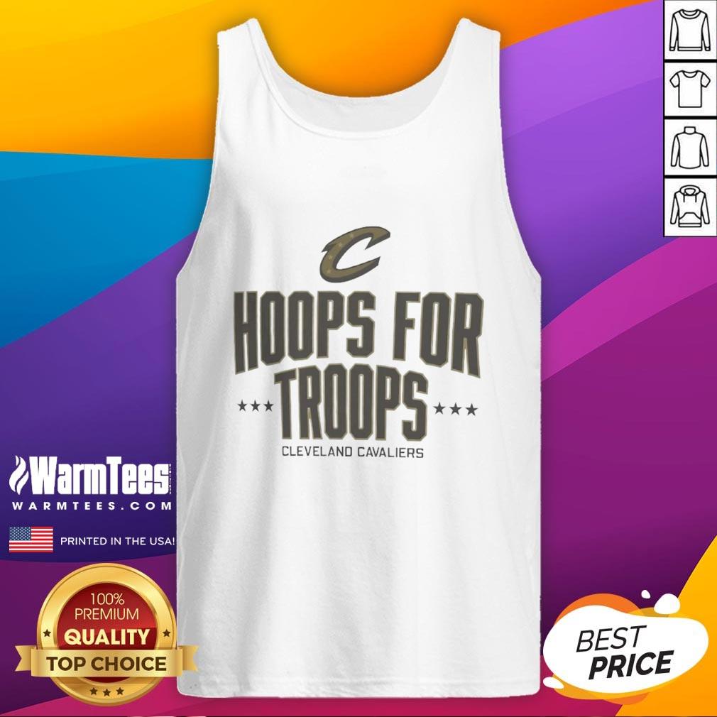Cleveland Cavaliers basketball tank top from Top Hoops for Troops, featuring team colors and logo design.