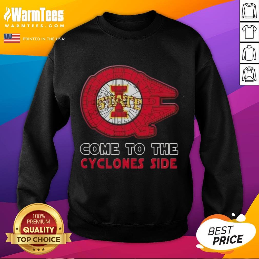 Alt Text: Top Star Wars Come to the Iowa State Cyclones side sweatshirt featuring unique design and vibrant colors.