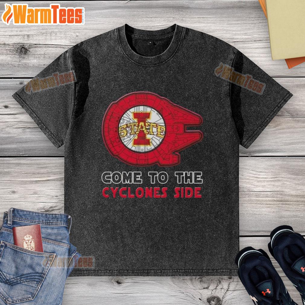 Top Star Wars Come to the Iowa State Cyclones Side Washed T-Shirt featuring vibrant graphics and a comfortable fit.