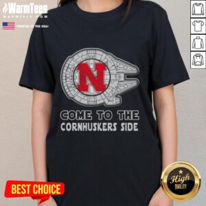 Top Star Wars Come to the Nebraska Cornhuskers Side Ladies Tee featuring a stylish design for fans and women.