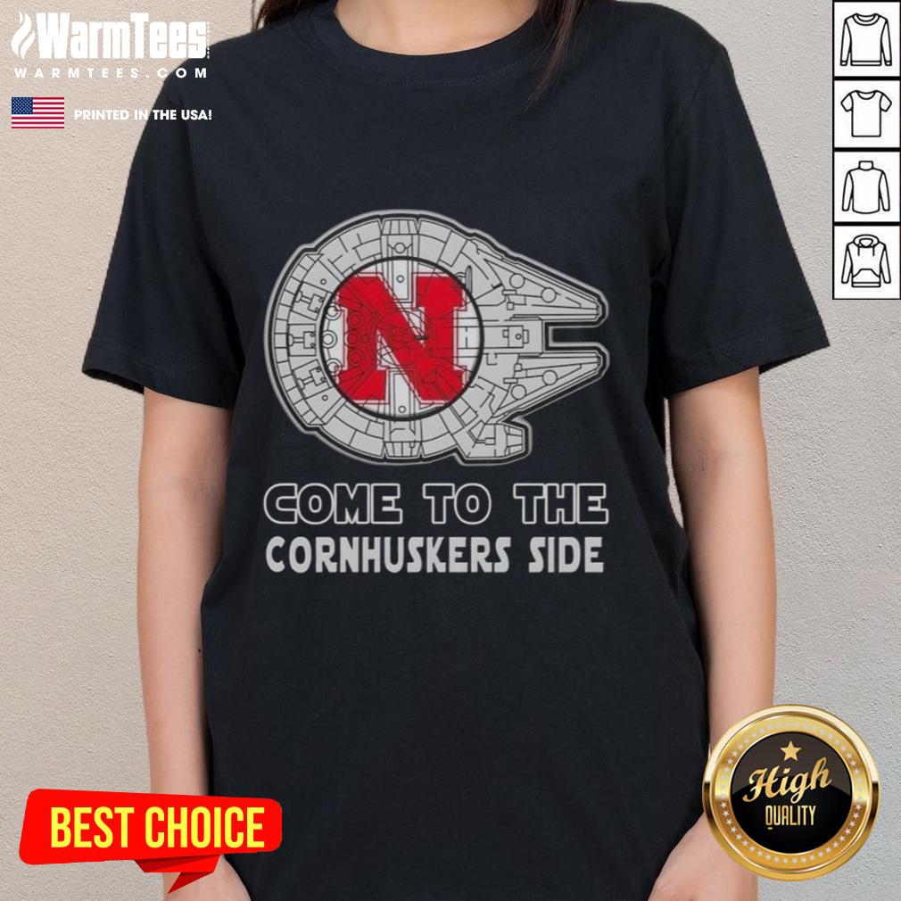 Top Star Wars Come to the Nebraska Cornhuskers Side Ladies Tee featuring a stylish design for fans and women.