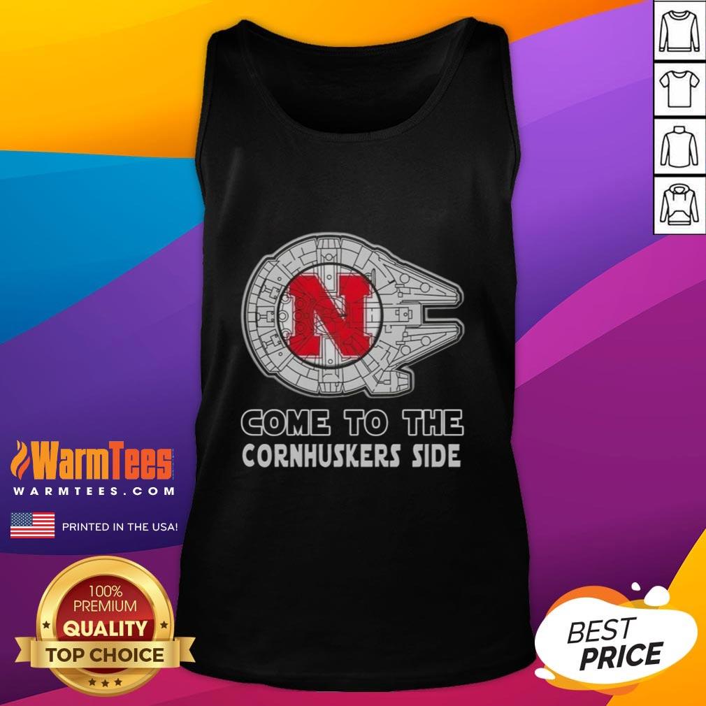 Top Star Wars Come to the Nebraska Cornhuskers Side Tank Top featuring vibrant graphics and team colors for fans.