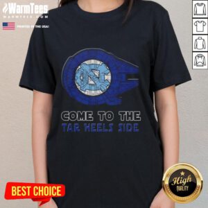 Top Star Wars Come to the North Carolina Tar Heels Side Ladies Tee featuring vibrant graphics and stylish design.