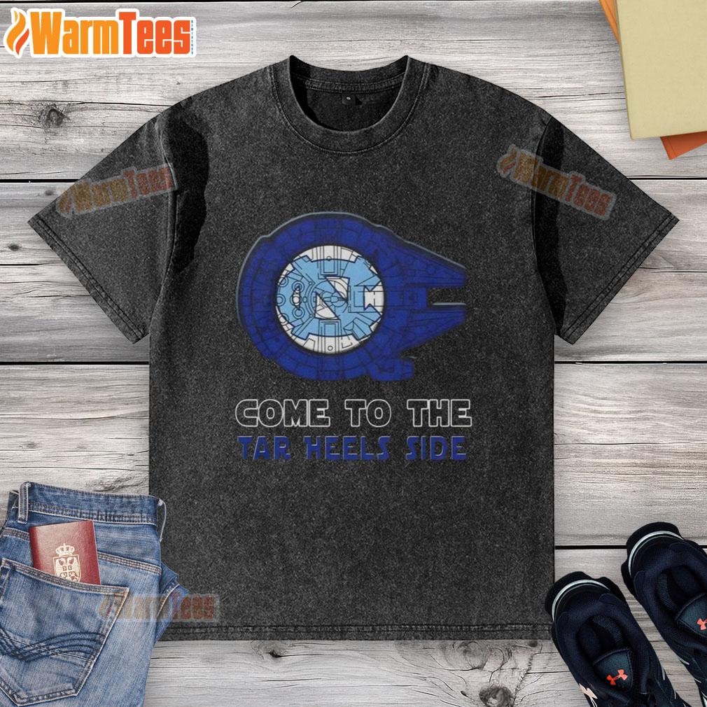 Top Star Wars Come To The North Carolina Tar Heels Side Washed T-Shirt featuring a vibrant design and comfortable fit.