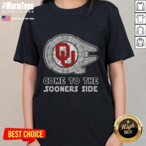 Top Star Wars Come to the Oklahoma Sooners Side Ladies Tee featuring vibrant graphics and comfortable fit for fans.